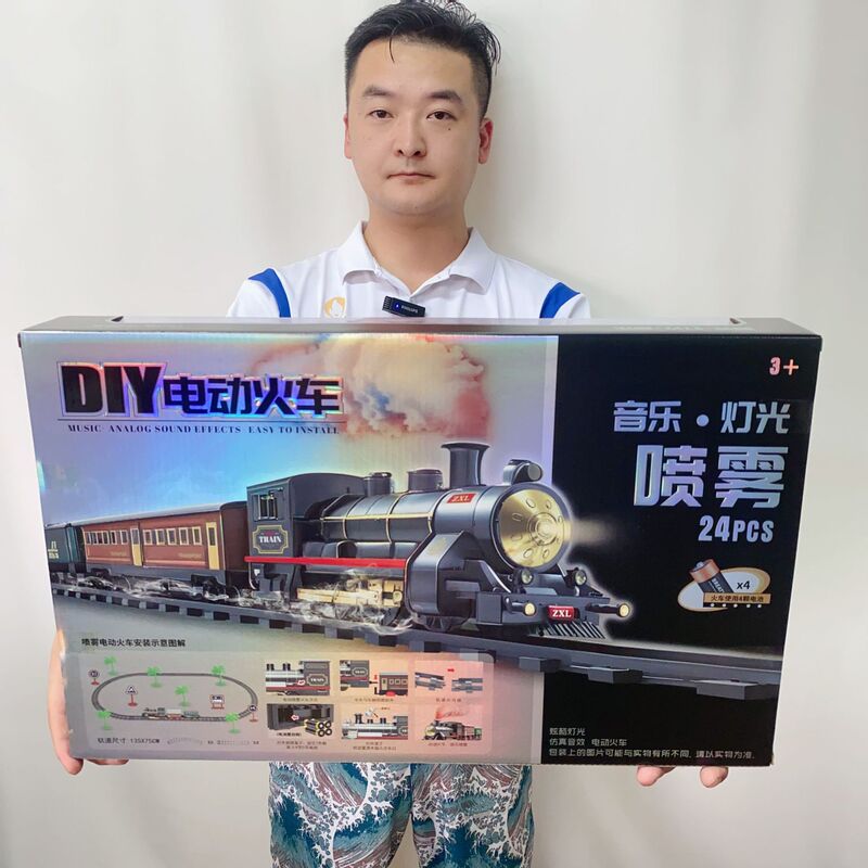 圣诞遥控复古蒸汽小火车动车模型男孩玩具儿童绿皮轨道车益智玩具|undefined