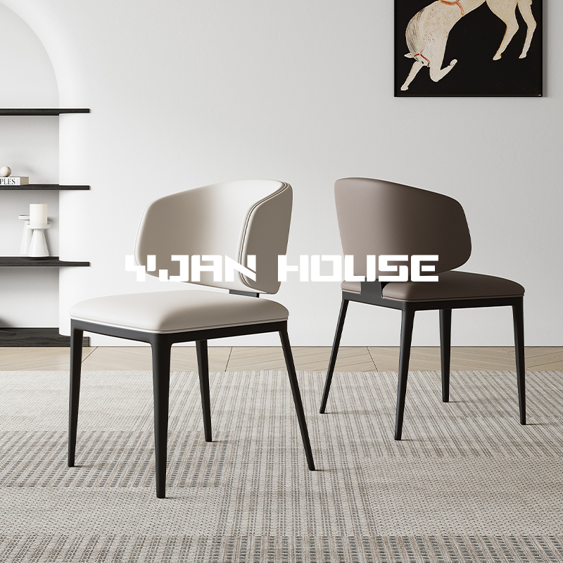 椅见丨意式极简真皮餐椅家用设计师靠背椅子简约现代高级感餐批发