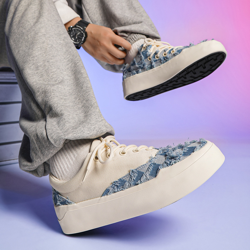 Couple Shoes High Quality Vulcanized Rag Canvas Shoes 2024 Spring New Arrival Fashion Retro Thick Soled Men's Shoes Wholesale_voghion.com