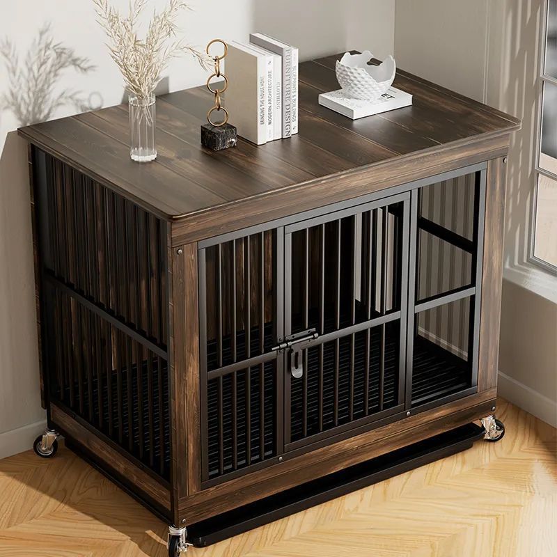 トイレ付き木製犬ケージ、大型犬、中型犬、小型犬用屋内犬小屋、サイドバッテリーゴールデンレトリバーペット収納家具タイプ|undefined