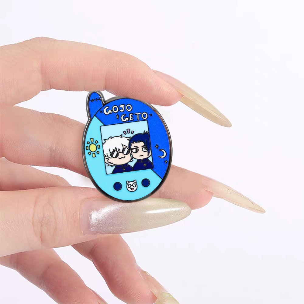 Satoru Gojo and Suguru Geto Cartoon Brooches Jujutsu Kaisen Character Enamel Badges Creative Clothing Backpack Accessories