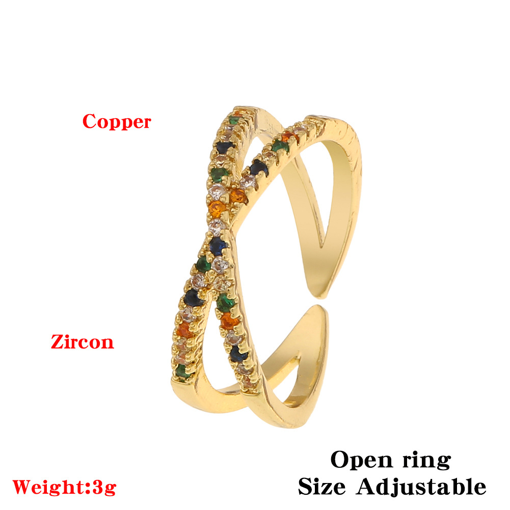 fashion copper color zircon cross open ringpicture1