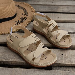 Cross-border plus size Wedge Sandals Women's 2024 Summer New Velcro Outwear Sandals Women's in stock