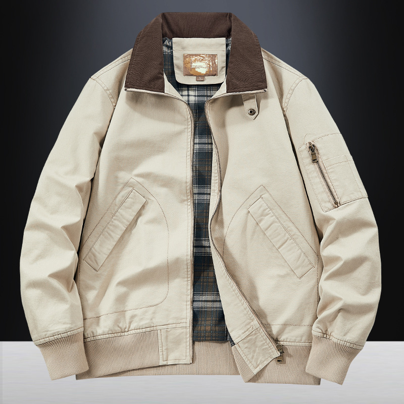 Spring and Autumn MA1 Bomber Jacket Baseball Uniform Large Size New Washed Cotton Flight Workwear Multi-flap Pocket Pants Jacket