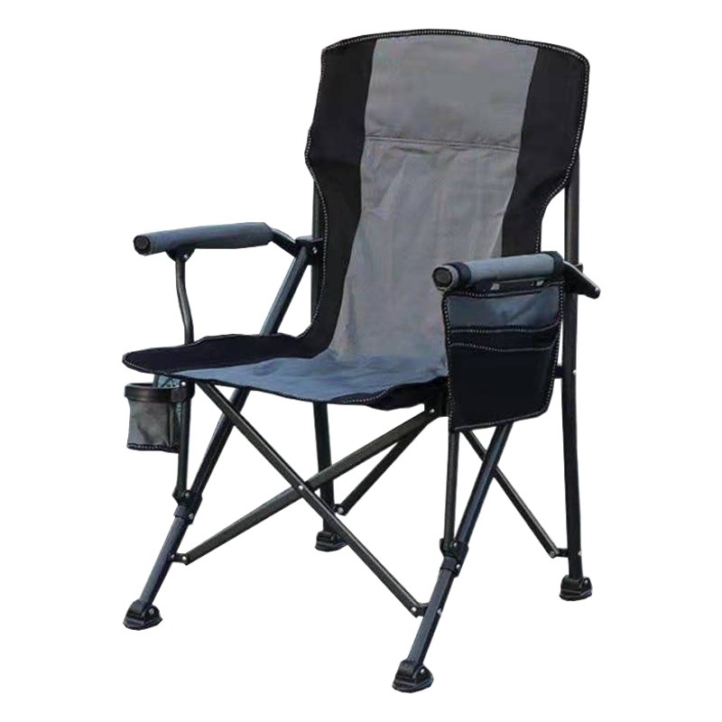 Silla plegable al aire libre, silla de director de camping portátil sin conductor, respaldo grueso, silla de pesca de herradura en la playa