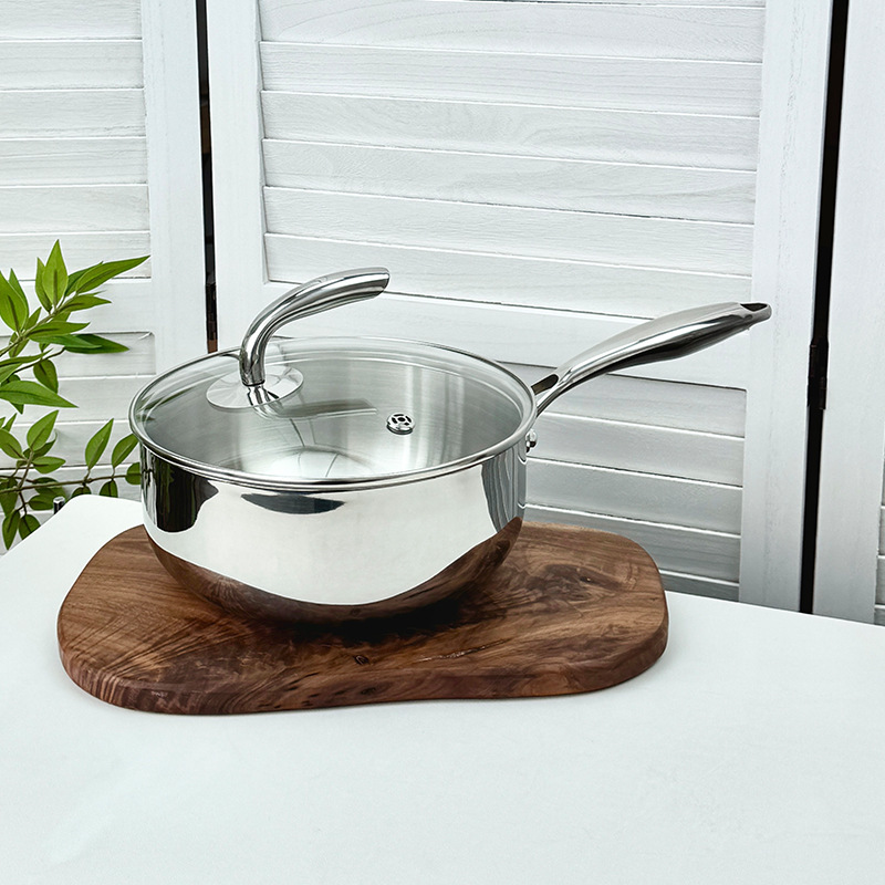 coco coco 18 / 10 acero inoxidable sin recubrimiento olla de leche para el desayuno casero hervir fideos hervir gachas de acero grueso de cinco capas