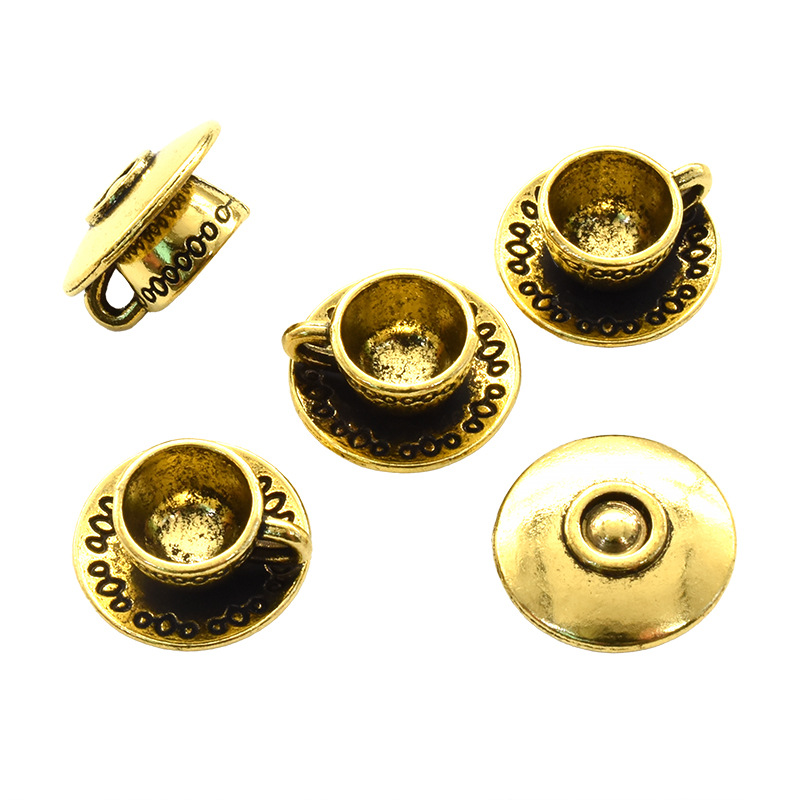 DIY accesorios de la joyería aleación vendimia hervidor taza café colgante Amazon Venta caliente