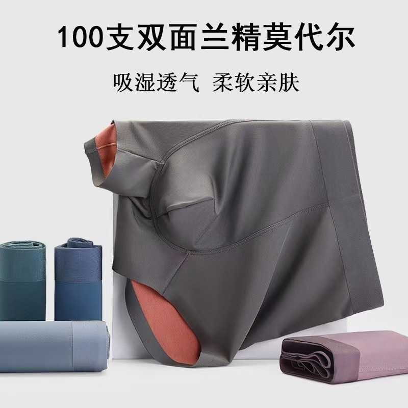 Brand same style 100 count double-sided Lenzing Modal seamless underwear men's antibacterial crotch boys' boxer briefs wholesale