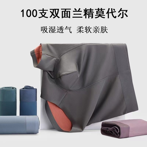 Brand same style 100 count double-sided Lenzing Modal seamless underwear men's antibacterial crotch boys' boxer briefs wholesale