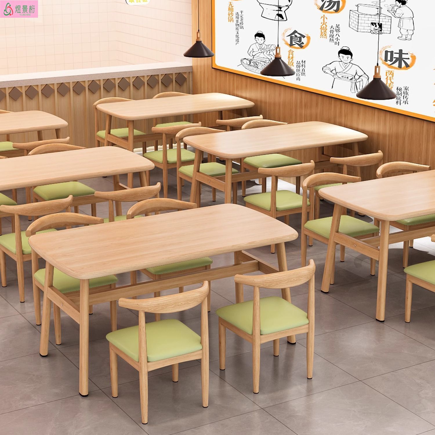 Restaurant Dining Table and Chair Combination Rental Room Simple Dining Table Modern Simple Wooden Restaurant Dining Table