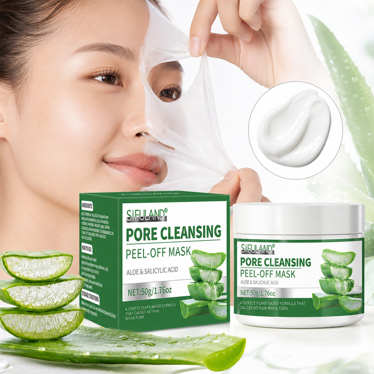 Cross-border Aloe Vera Peel-Off Mask for Skin Blackhead Removal, Tightening, Pore Reduction, Deep Cleansing, Oil Control, and Application