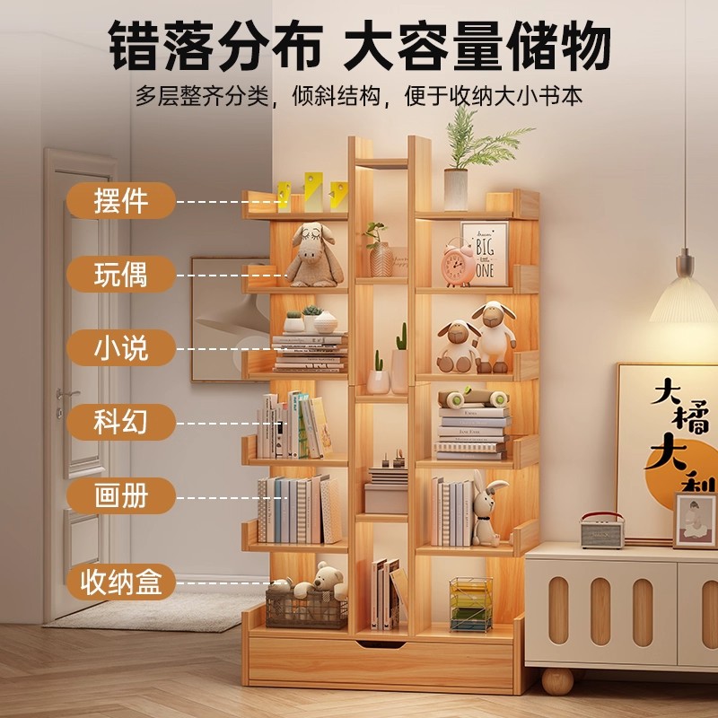 Estante de libro de piso integrado contra la pared esquina simple sala de estar de almacenamiento doméstico de estudiantes armario de pared librería