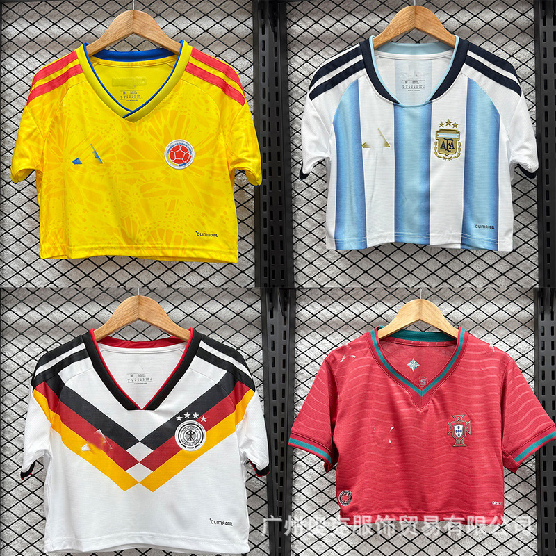 26 World Cup Jersey Short-Sleeved Women's Top Football Shirt Argentina Fans Brazil Mexico Germany Portugal