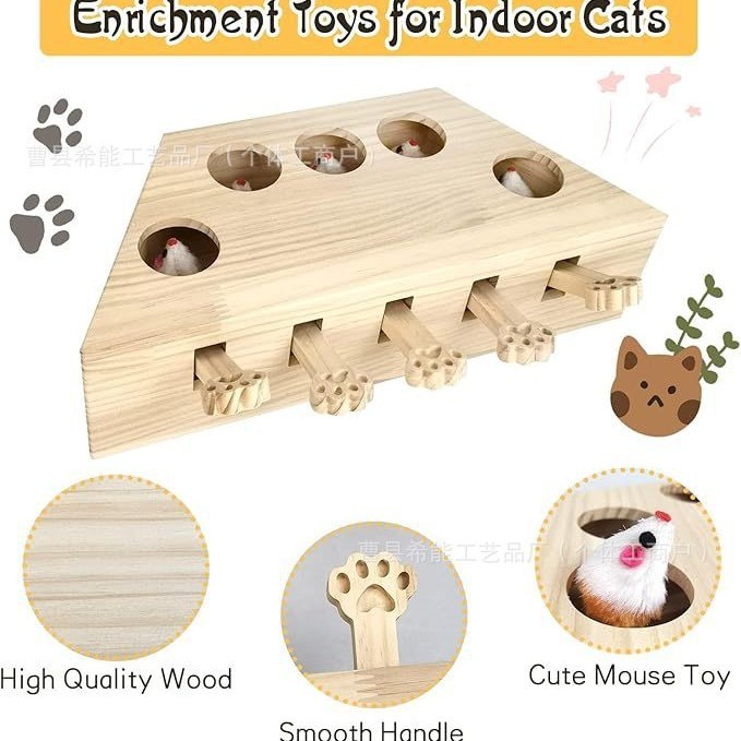 木製猫のおもちゃ、屋内ペット猫もぐらたたきおもちゃ、面白い猫のおもちゃ、家庭用ペットインタラクティブおもちゃ|undefined
