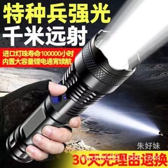 クロスボーダー強光懐中電灯USB充電遠射ABS家庭用照明騎乗釣り灯屋外携帯キャンプ