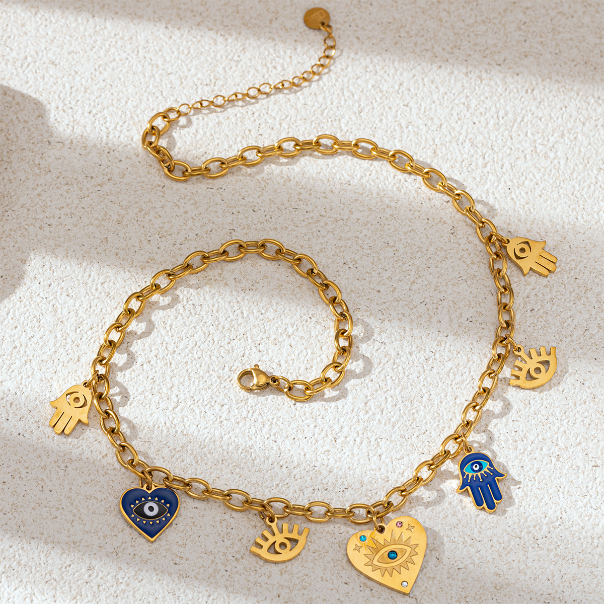 Collar de acero inoxidable de estilo europeo y americano, lujo ligero, nicho de amor, colgante de pulsera, ojo del diablo, mujer no se desvanece image 5