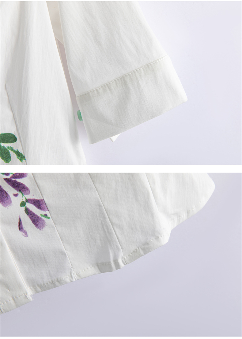 Bộ vest nữ hai mảnh áo sơ mi in họa tiết kết hợp quần ống suông cạp cao — Màu ảnh chi tiết 22