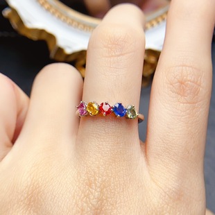 New natural sapphire ring S925 silver inlaid main stone 3*4mm Joker net red explosions women's jewelry wholesale