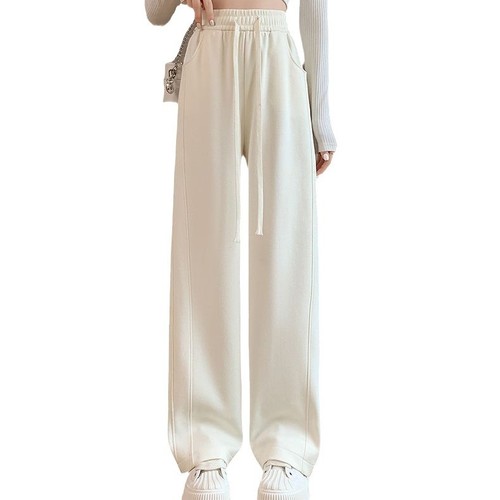 Plus-size women's spring and winter straight-leg loose comfortable wide-leg pants and sportswear