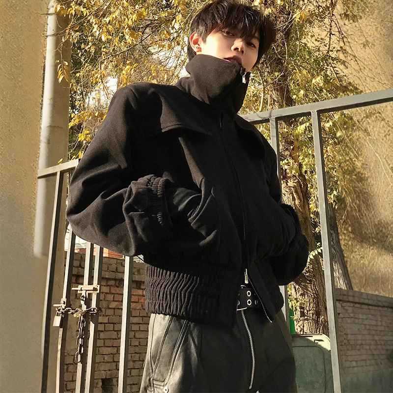 cleanfit Short Shoulder Pad High Collar Jacket Men's Trendy Brand Spring and Autumn High-end Sense Yuppies Shuai High Street Aviator Jacket