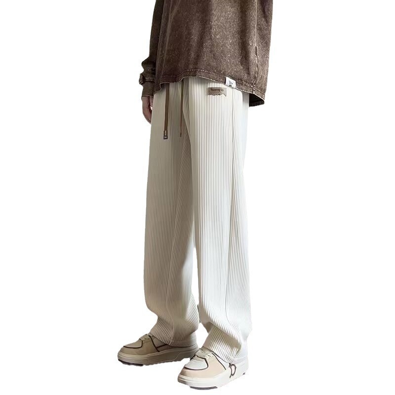 Pantalones de mecha gruesa de vello para hombres de otoño y invierno de alta calidad oversize pantalones deportivos de pierna ancha de tubo recto pantalones de hombre