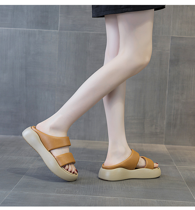 Sandal nữ quai ngang đế dày mũi tròn da thật mềm mại — M 2361m màu, M2361 màu xanh lá cây, M2361 màu tím, M2361 màu vàng chi tiết 17