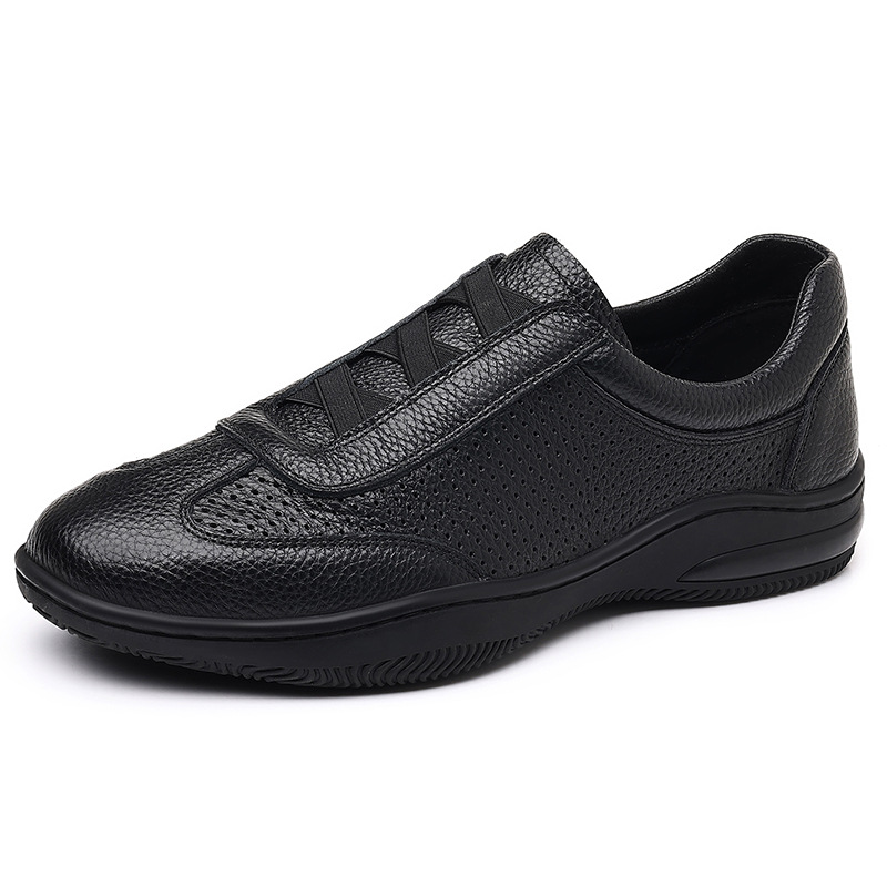 Sandalias de hombre transpirables de verano de piel de vaca de primera capa, zapatos casuales de un pedal para hombre huecos de cuero, zapatos de hombre, zapatos