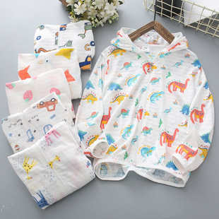 2024 New Thin Cotton Jacket Mugwort Fiber Children's Sun Protection Clothing Baby Hooded Breathable Sun Protection Clothing