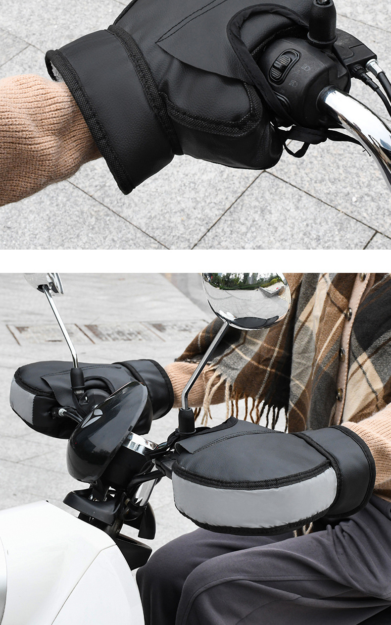 Electric Driving Folding Electric Vehicle Winter Fleece-Lined Warm and Thickened Windproof Boxing Handlebar Driving Gloves to Block the Wind