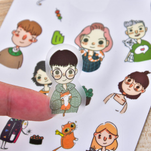 Manufacturer Customized Cartoon Waterproof Pet Sticker Package Frosted Baby's Breath Self-Adhesive Waterproof Pvc Traceless Hand Account Sticker