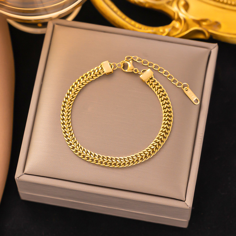 クロスボーダー東莞チタン鋼ジュエリー色褪せない新しい日本と韓国のアクセサリーブレスレット女性用 18K ゴールドファッションライト高級ハイエンド|undefined