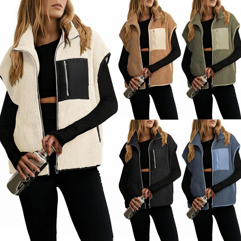 2025 European and American Cross-Border Amazon New Product Polar Fleece Vest Warm Casual Loose Fleece Jacket