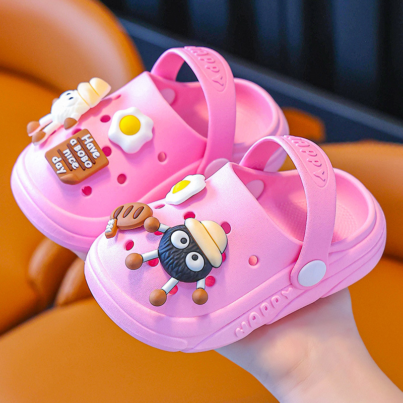 Zapatillas para niños verano interior antideslizante suave Fondo bebé niños agujero zapatos cerrado dedo del pie bebé niñas lindas zapatillas