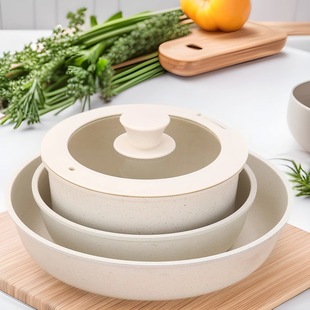 Removable Handle Pot Set Pot Medical Stone Household Low Oil Smoke Non-Stick Frying Pan Soup Pot