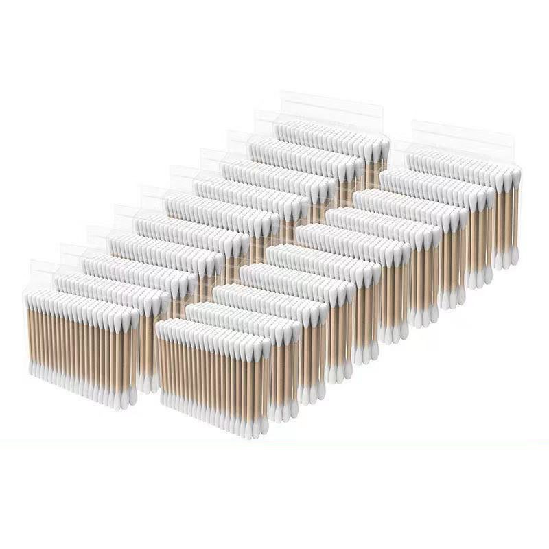 Double-Ended 100-Count Bagged Cotton Swabs, Disposable Cleaning Cotton Sticks, Boxed for Home Use, Makeup Removal, Ear Cleaning Cotton Swabs, Canned