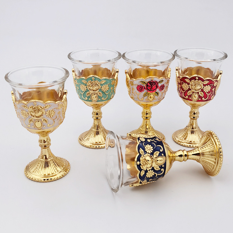 Spot Cross-Border Hot-Selling Palace Style White Wine Cup Tall Small Wine Cup Wedding Toast Cup Creative High-End Glass Cup