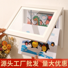 亚马逊跨境儿童艺术画作品收纳画框展示框 A4a3装裱画架磁吸翻盖