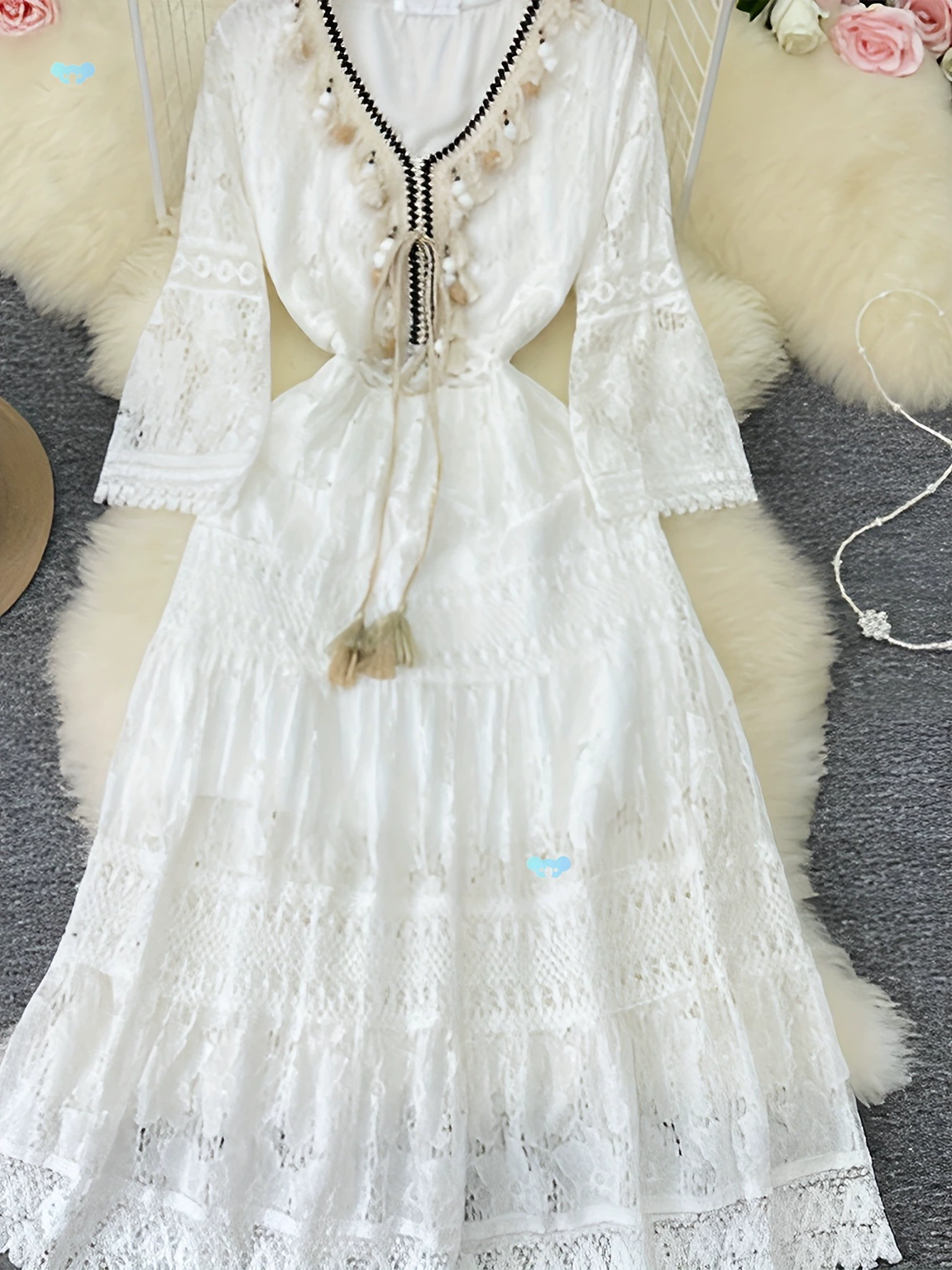 Элегантное длинное кружевное платье с цветочным принтом для женщин, плиссированное, великолепное