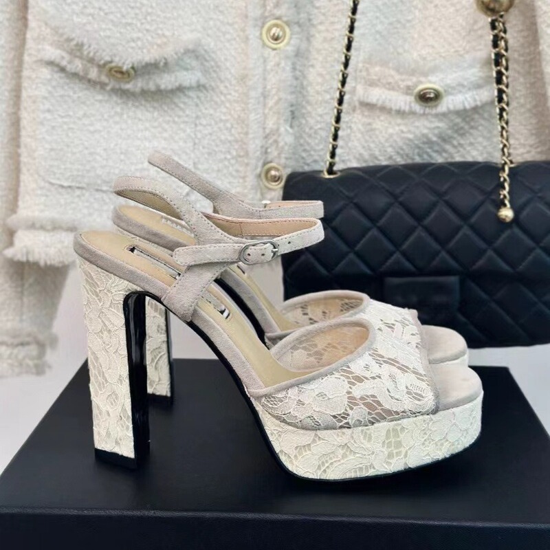 Chanel Style Tweed Peep-toe High-heel Sandals Women's Genuine Leather Open Toe 24 Summer Single-strap Buckle Shoes Chanel Style Tweed Peep-toe High-heel Sandals Women's Genuine Leather Open Toe 24 Summer Single-strap Buckle Shoes