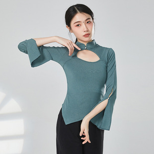 Classical Dance Temperament Long-sleeved Cheongsam Top Modern Dance Body Rhyme Practice Clothes Slim-fit and Slim-fit