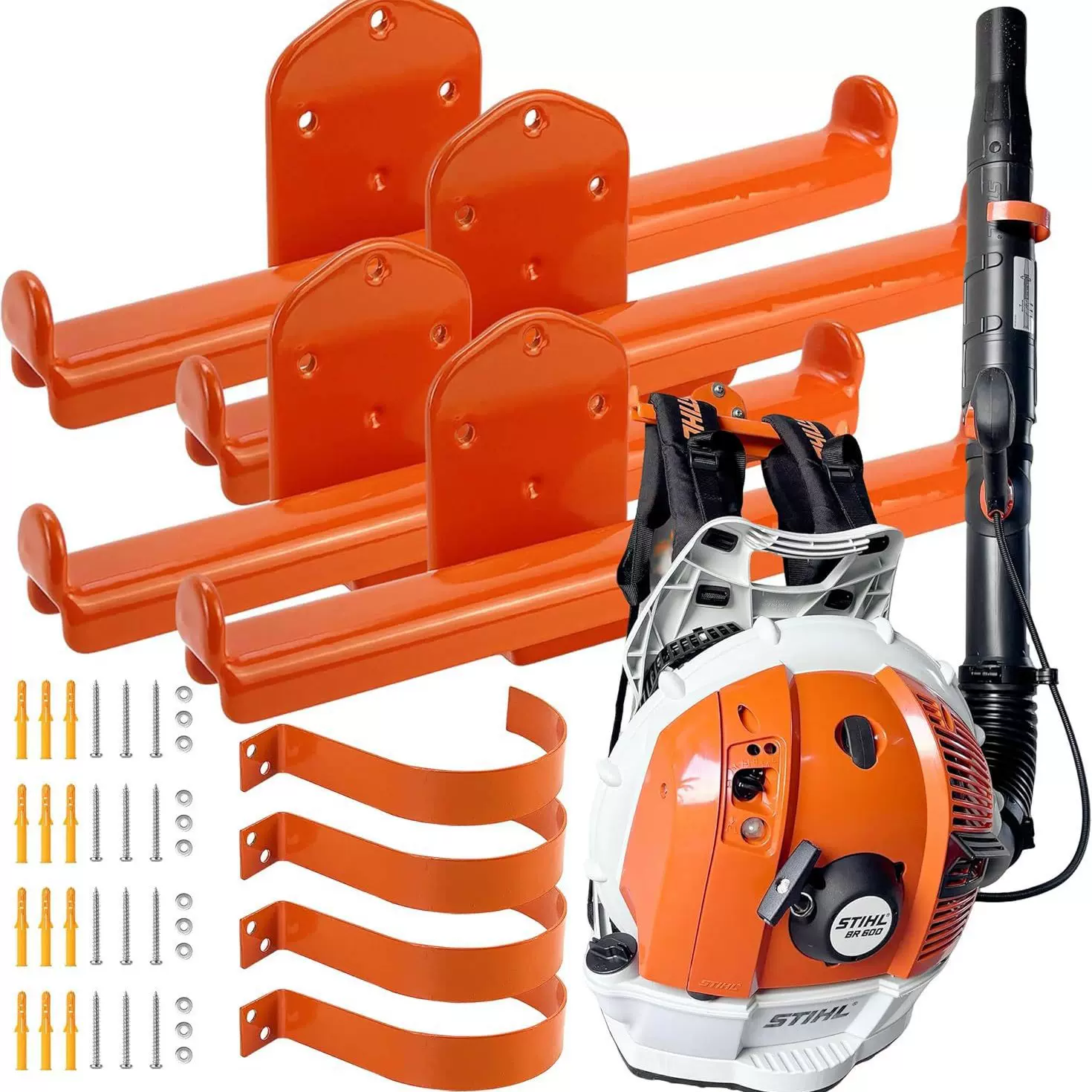 背包鼓风机挂钩,4件装背包喷雾器壁挂式,电锯壁挂支架配件车库收