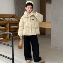 女童棉服2025新款儿童中大童短款棉衣女孩面包服假两件加厚棉袄潮