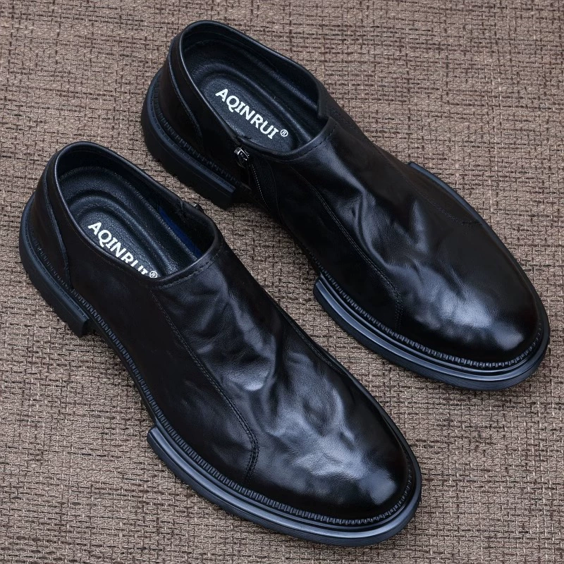 Мужские повседневные кожаные туфли из натуральной кожи первого слоя, осенние деловые туфли на мягкой подошве, модные универсальные офисные туфли в британском стиле