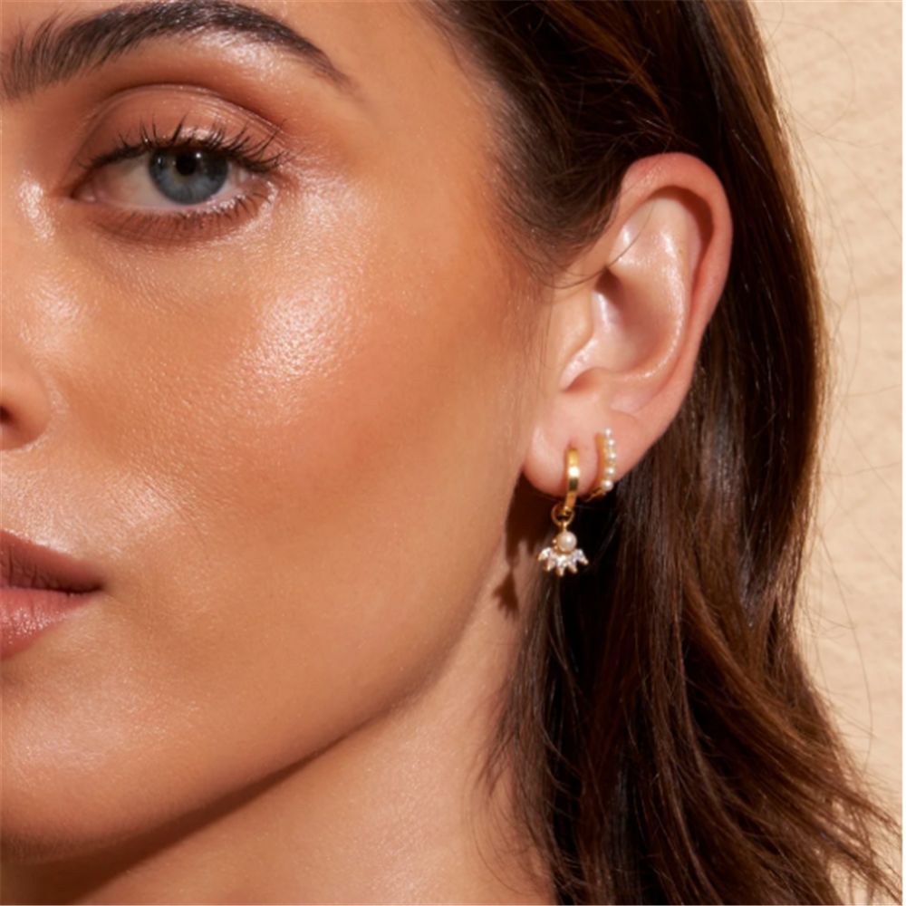 Women's Gender 1 Pair 925 Sterling Silver Pearl Zircon Geometric Drop Earrings