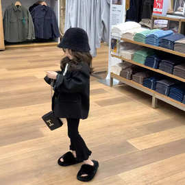 清仓不退不换【理性下单】秋款女童西装外套+打底衫+木耳边喇叭裤