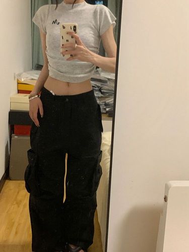 Embroidered High-Neck Short-Sleeve T-Shirt for Women - Lightweight 260g Cotton Modal - Fitted and Slimming - Short-Sleeve Top for Trendy Girls