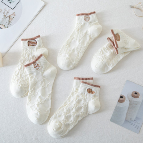 Women's Breathable Spring and Summer Cute Japanese Ins Trendy Internet Celebrity Air Conditioning Socks with Neutral Color Cotton Ankle Socks