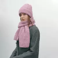 Корейская осенне-зимняя новая унисекс нишевая утолщенная теплая однотонная вязаная шапка и шарф, комплект из двух предметов