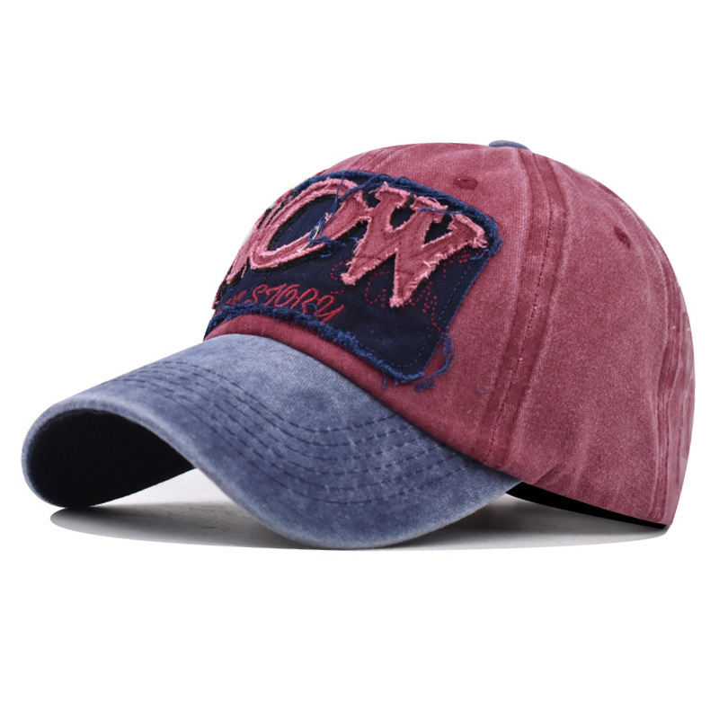 Transfronterizo puro algodón lavado angustiado NOWE carta gorra de béisbol para hombres y mujeres al aire libre Four Seasons enarboló la gorra
