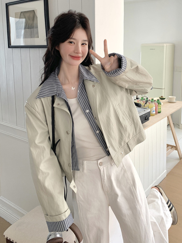 假两件拼接工装短外套女春2025新款学院风设计感小众流行上衣爆款|undefined